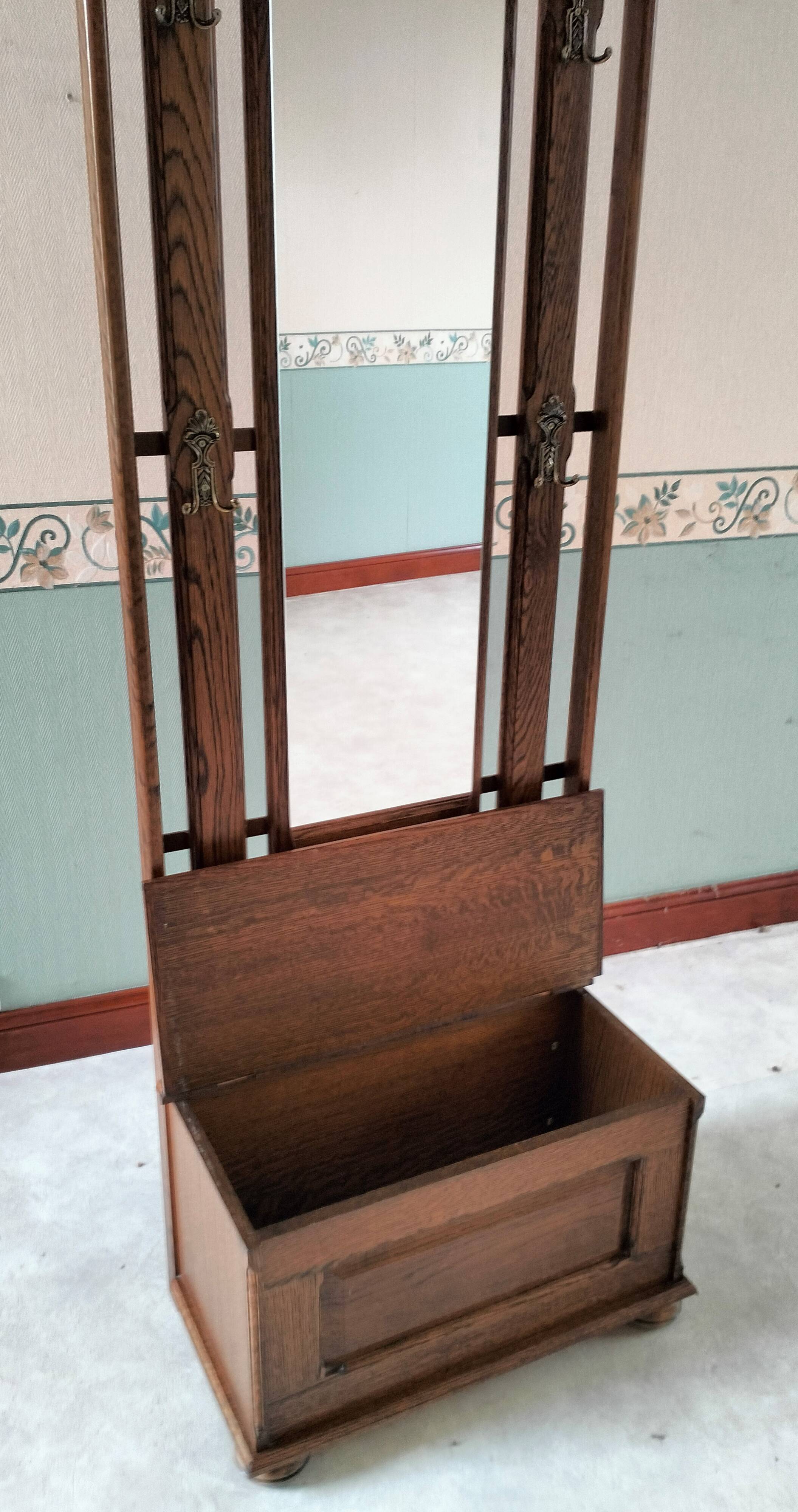 Old coat rack mirror cloakroom circa 1950