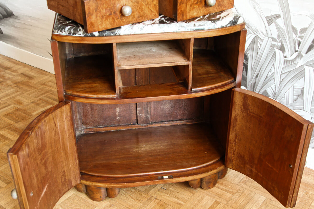 Bedside, art deco side table in precious wood