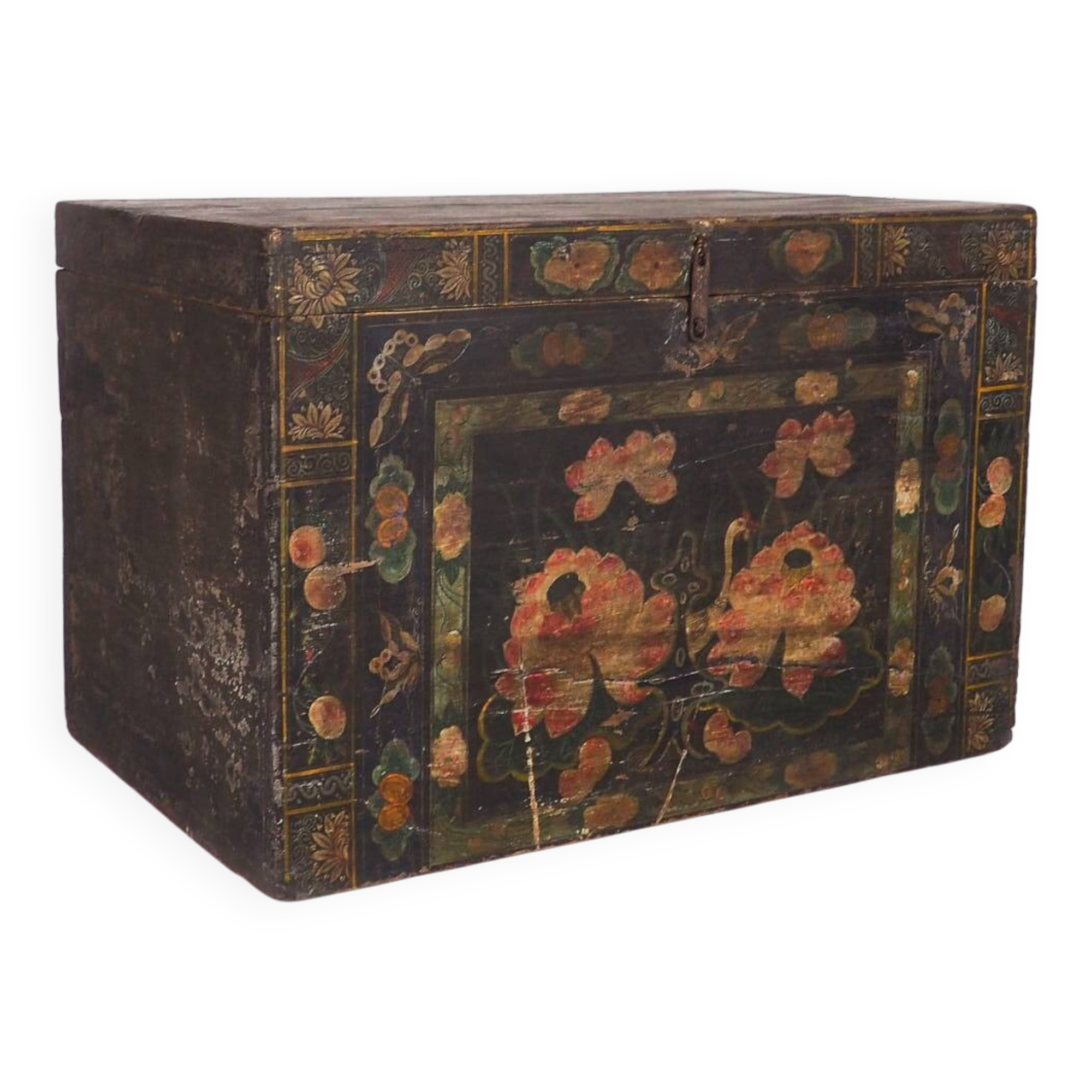 Antique opera chest with lotus flowers, China, circa 1900
