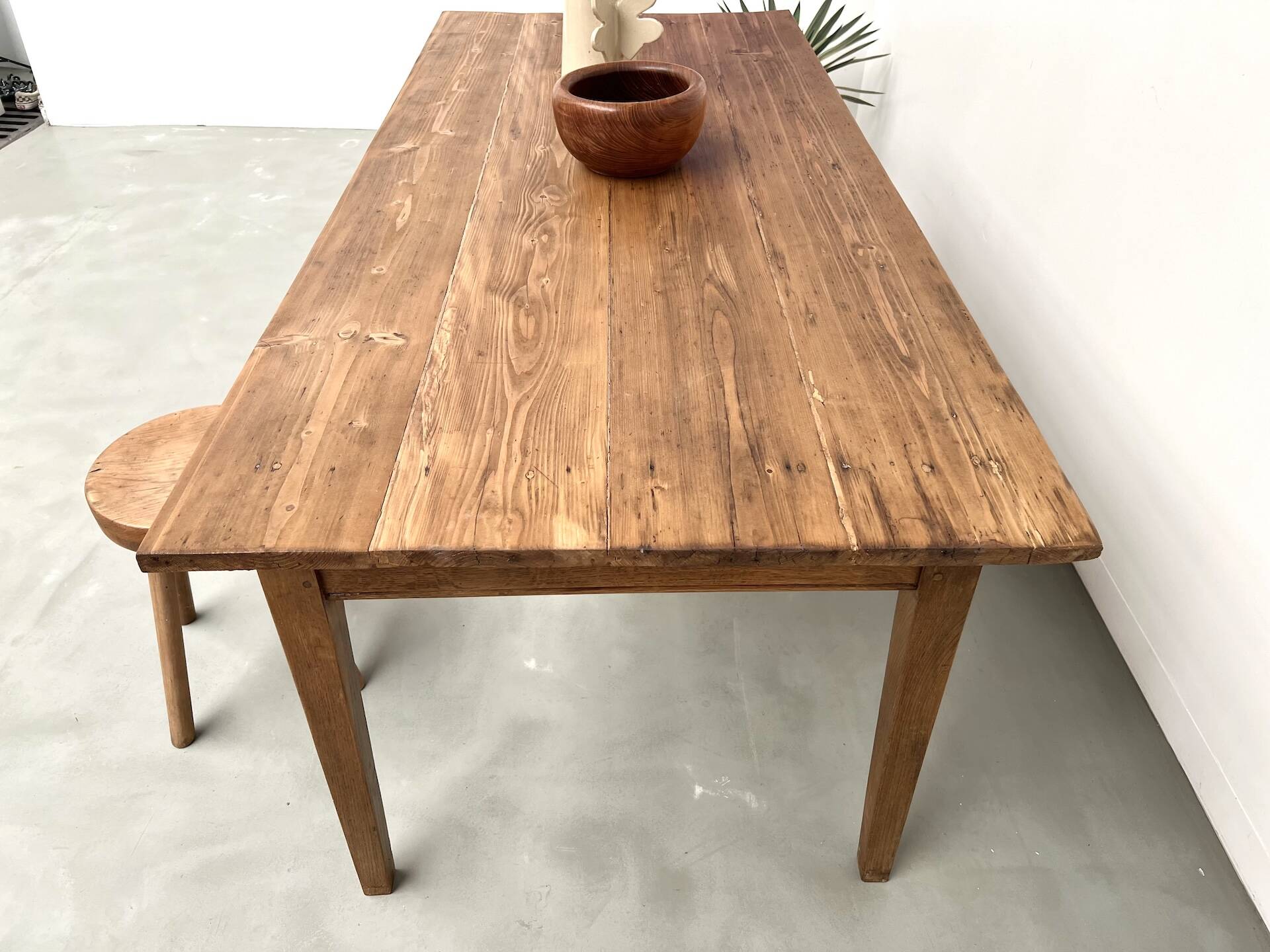 1950s farmhouse table, oak and pine