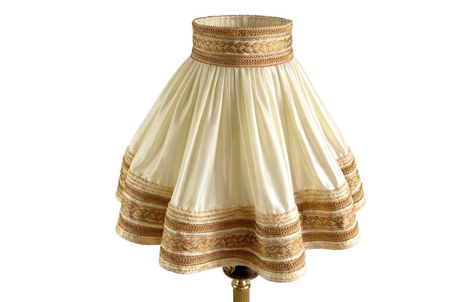 Empire style table lamp with lion heads – gilded bronze and pleated shade