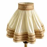 Empire style table lamp with lion heads – gilded bronze and pleated shade