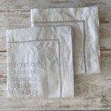 Set of 2 antique hand-embroidered tablecloths - 63x60 cm - Linen