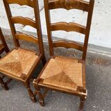 2 or 3 solid wood straw chairs, farmhouse style