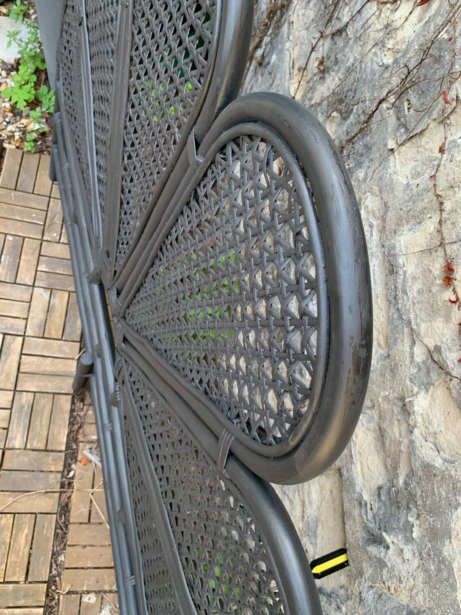 Tête de lit vintage en rotin noir 142cm