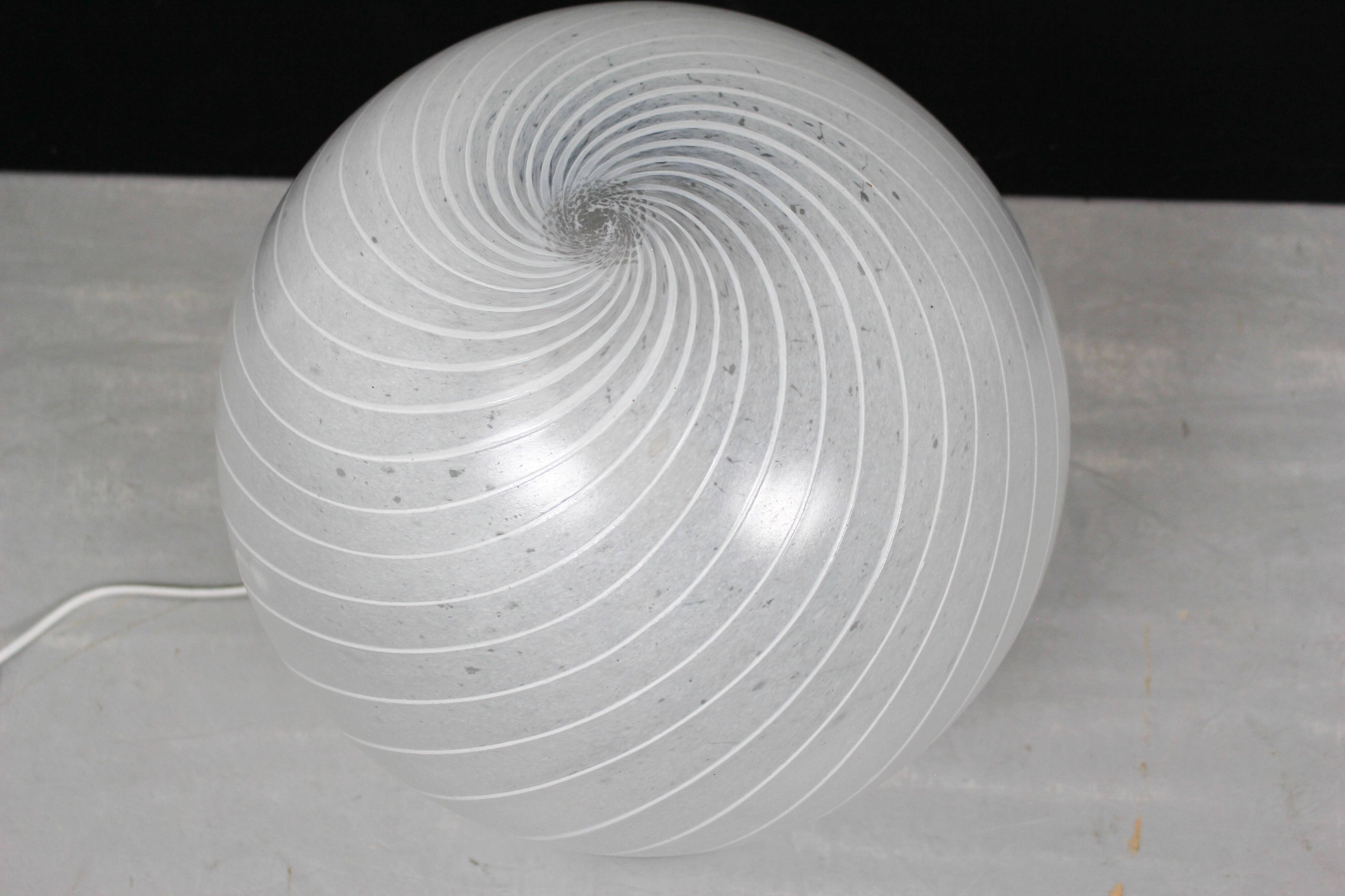 Mid Century Swirl Murano Table Ball Lamp with Chrome base