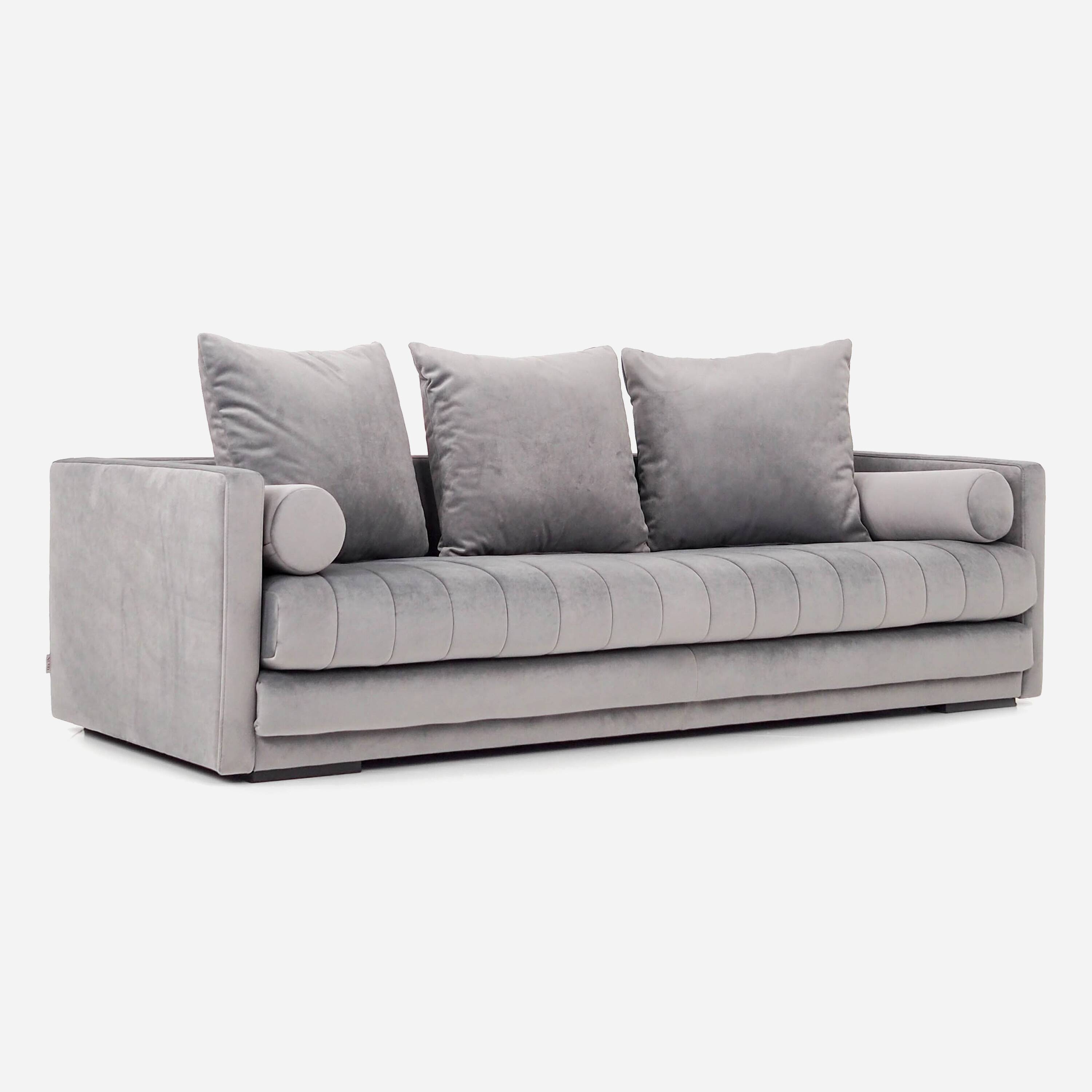 Sofa KOPENHAGA velours argent, design scandinave