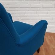 Fauteuil danois, laine, hêtre, entièrement rénové
