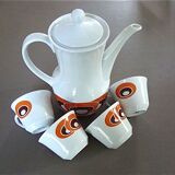 Set of coffee maker and 4 cups porcelain