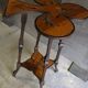 Art nouveau table with a pyrograved decoration