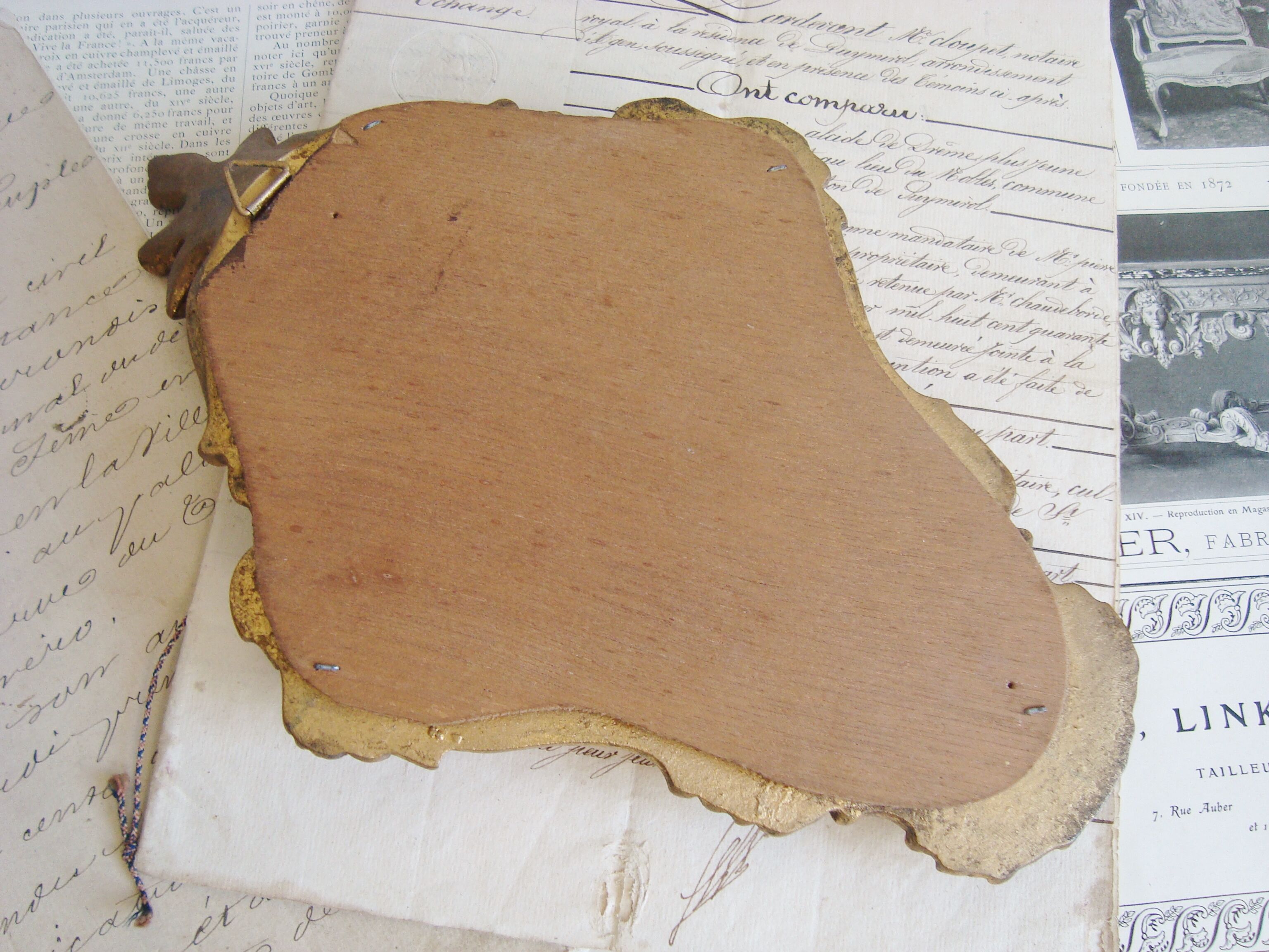 Vintage mirror resin effect golden wood
