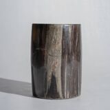 Side table in black petrified wood with light streaks h: 27,5cm d:18,5cm