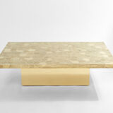 Table basse Belge en laiton gravé signée Christian Krekels 1970