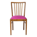 Vintage German Chair – 1950s Beech Wood – Magenta Upholstery – Mid-Century