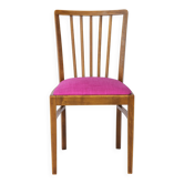 Vintage German Chair – 1950s Beech Wood – Magenta Upholstery – Mid-Century