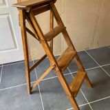Ancien escabeau pliable peintre d’atelier à 4 marches en bois années 40