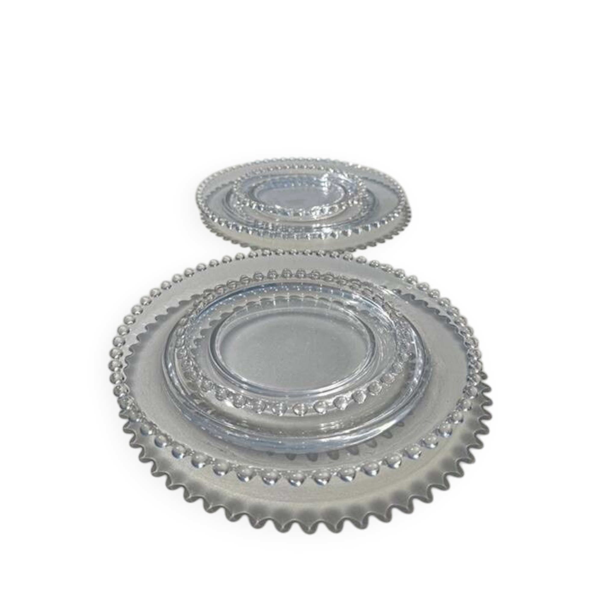 Head to head of crystal plates, Andlau model, signed Lalique