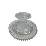 Head to head of crystal plates, Andlau model, signed Lalique