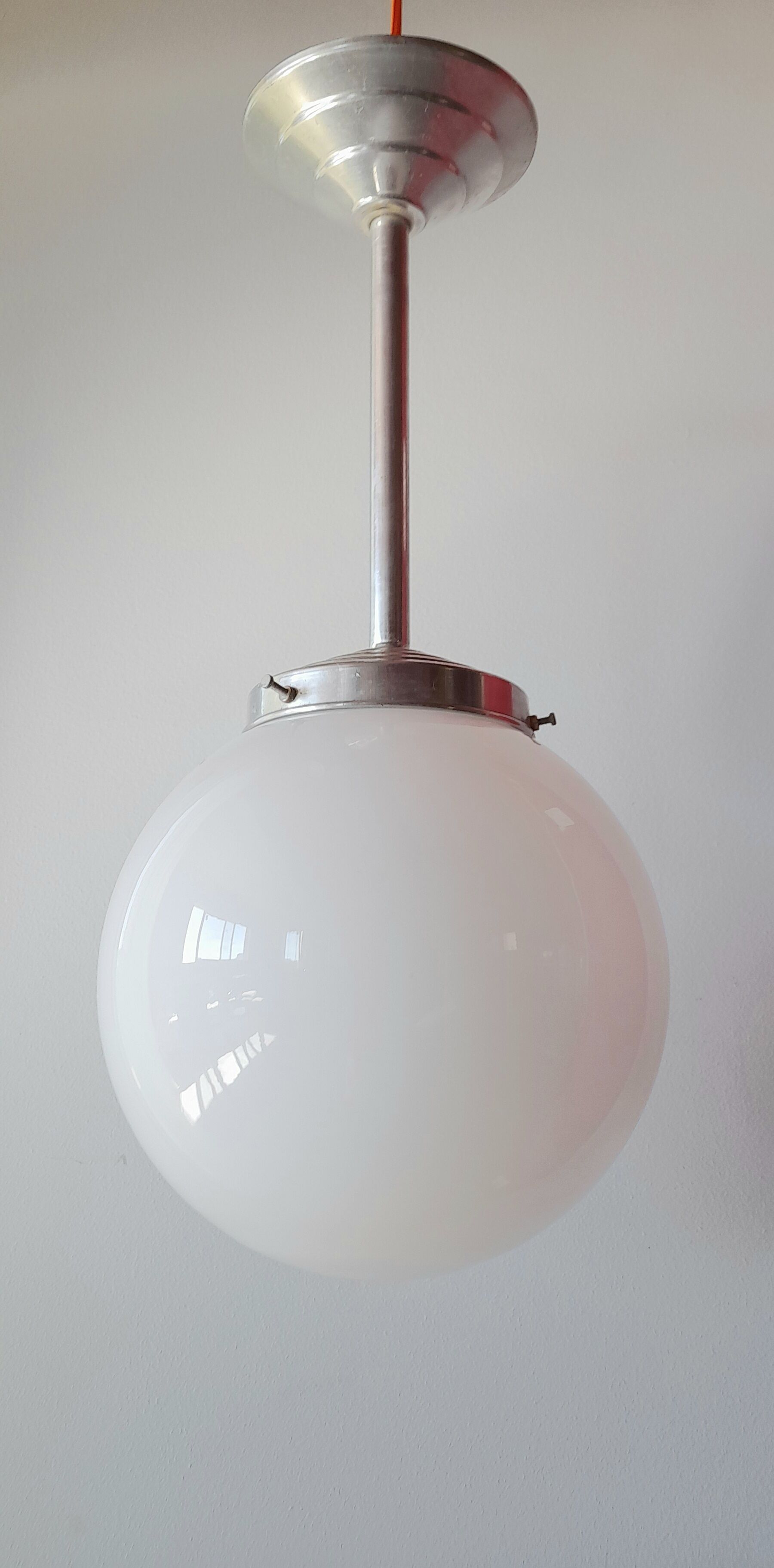 Art Deco opaline globe pendant lamp