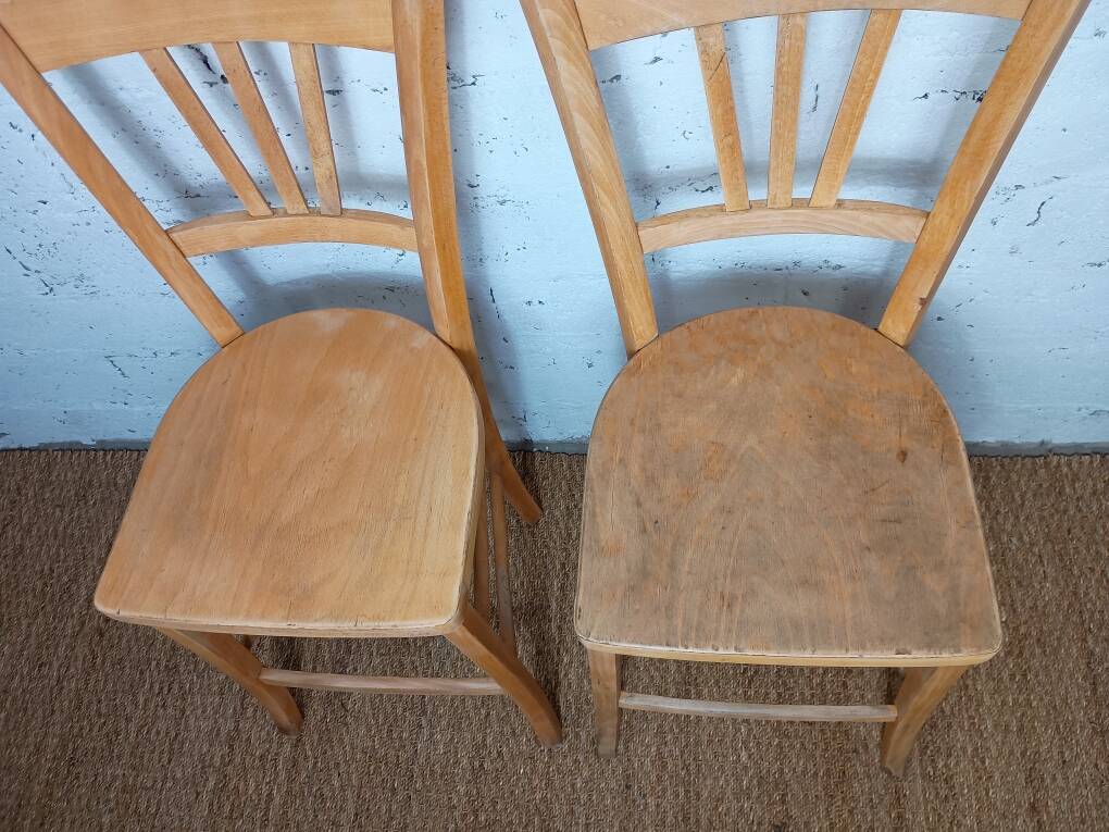 Paire de chaises bistrot hautes années 50