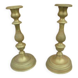 Pair of bronze candlesticks