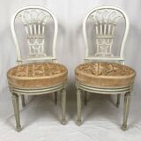 Pair of white lacquered wooden chairs in Louis XVI style, 20th century