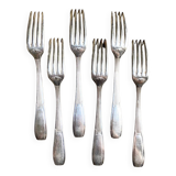 6 silver metal forks