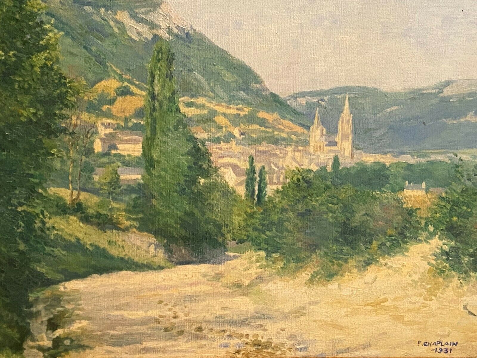 Oil painting on canvas Provencal landscape signed P. Chaplain 1931