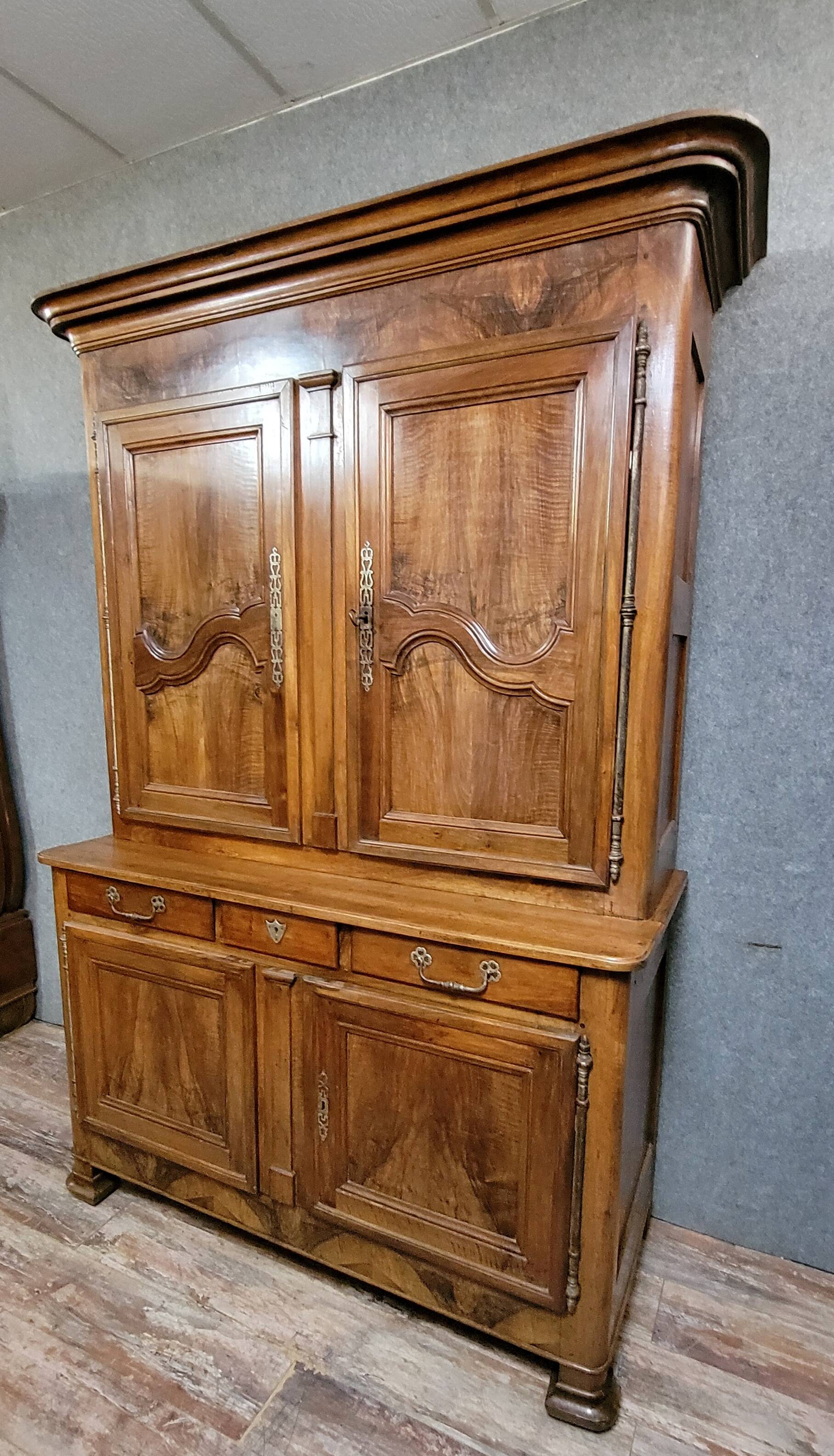 Louis XV period two-part walnut buffet