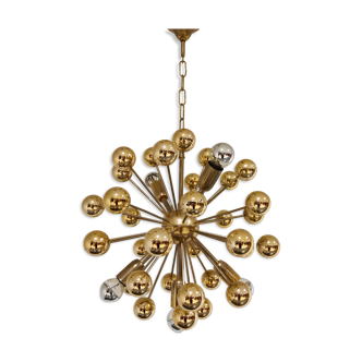 Vintage brass sputnik chandelier, 1970s