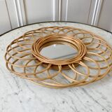 Vintage bamboo & rattan sun mirror