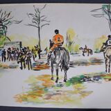 Alain Desormeaux (1931-2010) "The Riders" 1971 Oil on strong paper, signed and dated