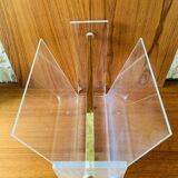 Plexiglas & brass magazine rack by David Lange, 1970s