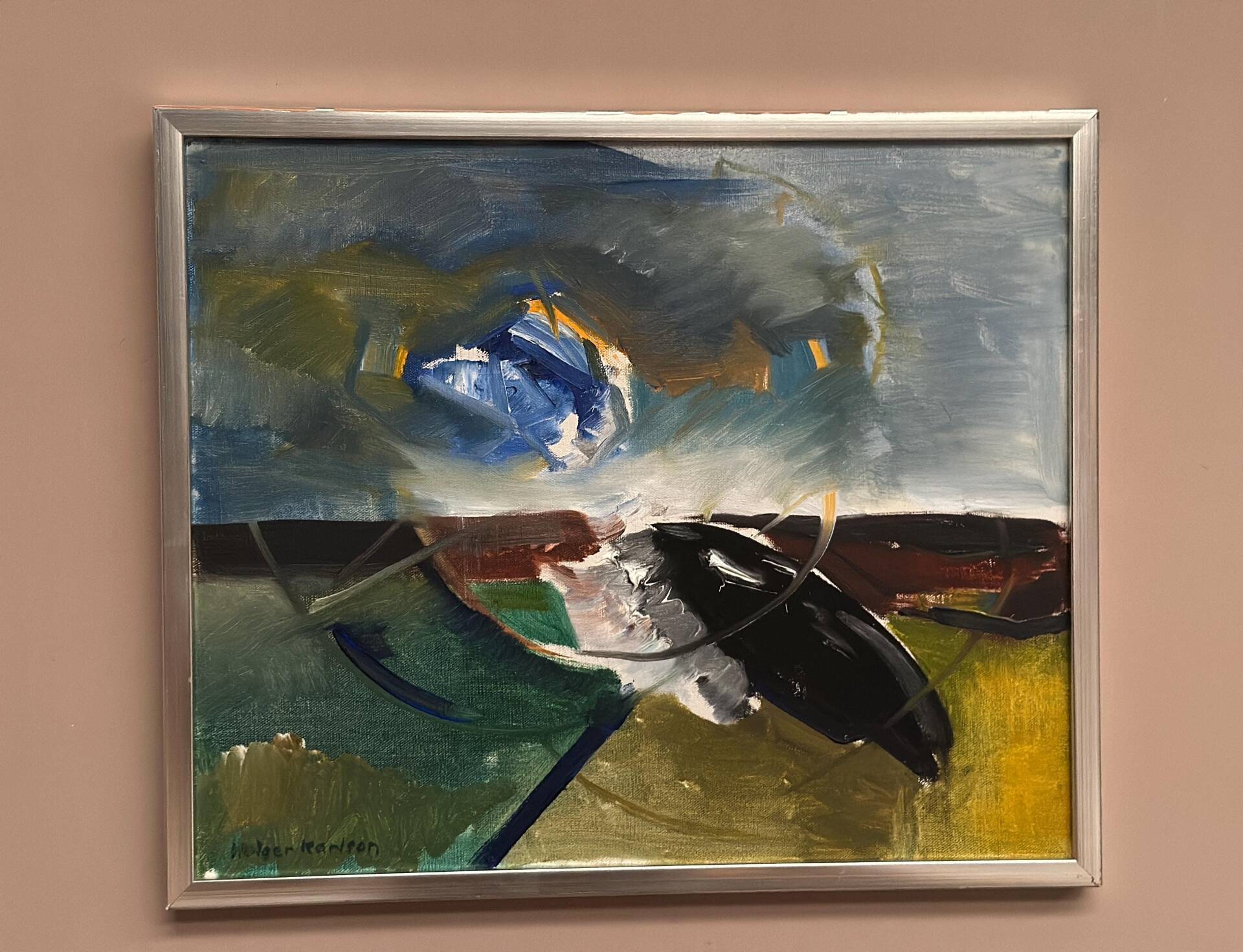 Huile sur toile originale suédoise – “Composition” par Holger Karlson