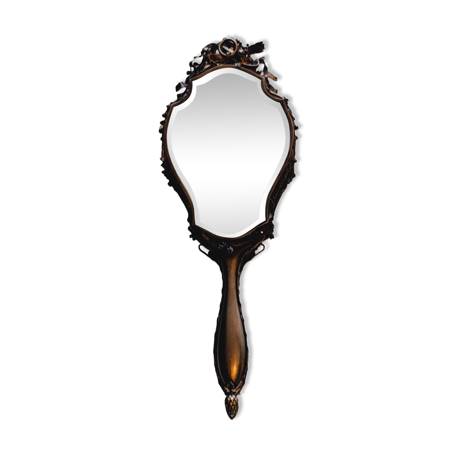 old double-sided hand-held mirror Henri Auguste SOLIÉ 1900