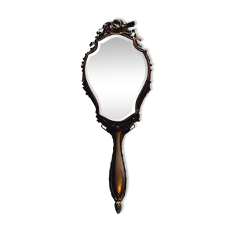 miroir ancien face à main double recto verso Henri Auguste SOLIÉ 1900
