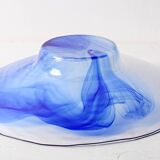 Vintage Bormioli Rocco Art Glass Bowl: Cobalt Blue Swirl Centerpiece