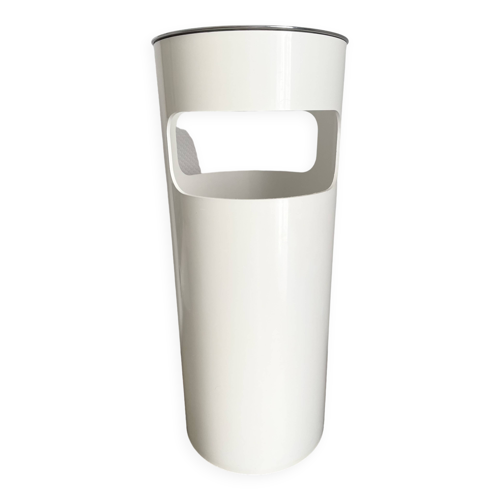 Kartell Gino Colombini white plastic umbrella stand from the 70s