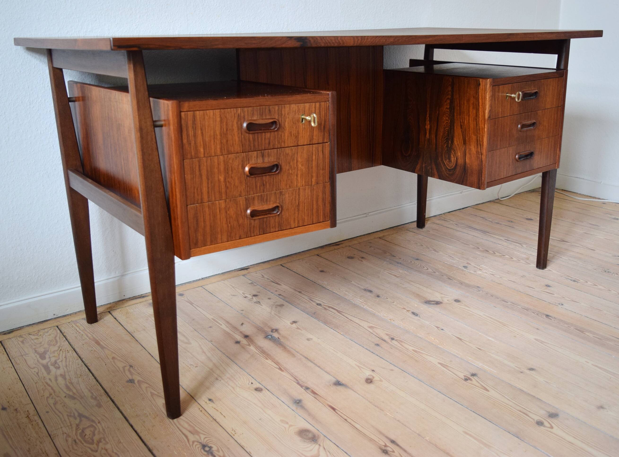 Rosewood Desk By Gunnar Nielsen For Tibergaard, 1960s.