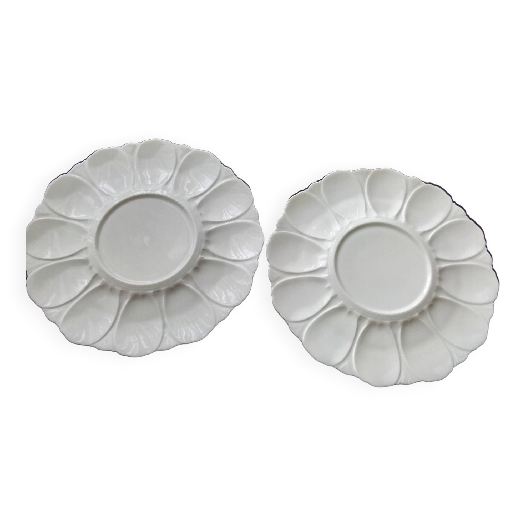 Pair of Limoges Giraud porcelain oyster dishes or large plates