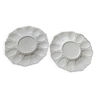 Pair of Limoges Giraud porcelain oyster dishes or large plates