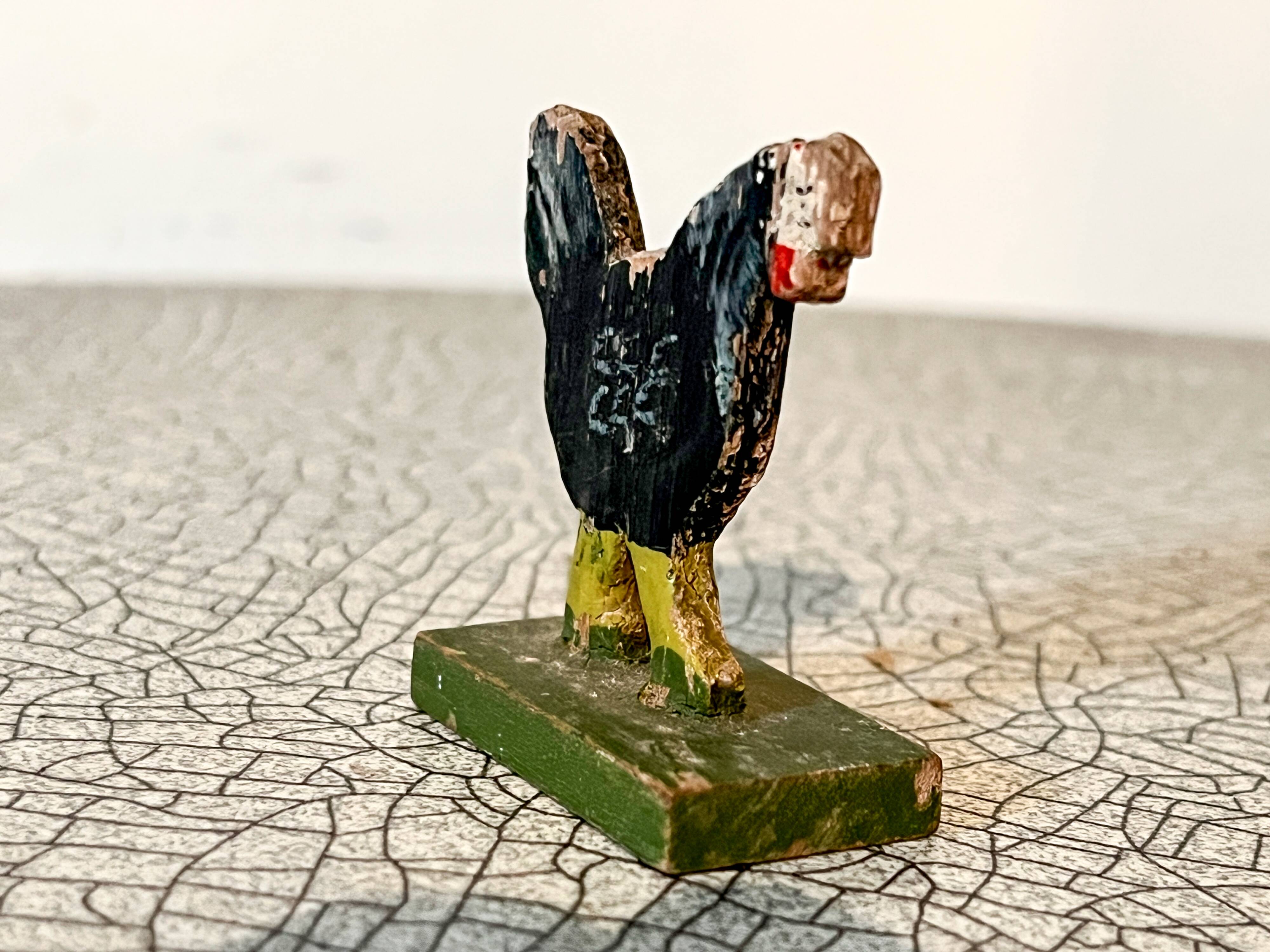 Wooden figurine, farm animals, farmyard, hen; old toy