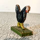 Wooden figurine, farm animals, farmyard, hen; old toy