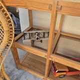 Pair of vintage pine bookcases and shelves, Maison Regain style, 1970s design
