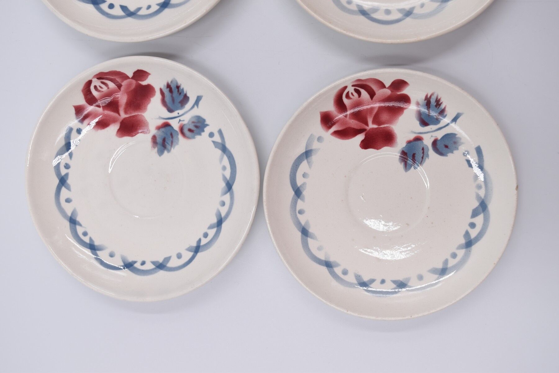 6 cups and under coffee cups Digoin Sarreguemines décor Cannes