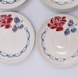 6 cups and under coffee cups Digoin Sarreguemines décor Cannes