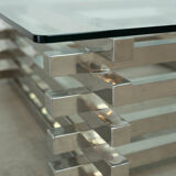 Sculptural French chrome coffee table