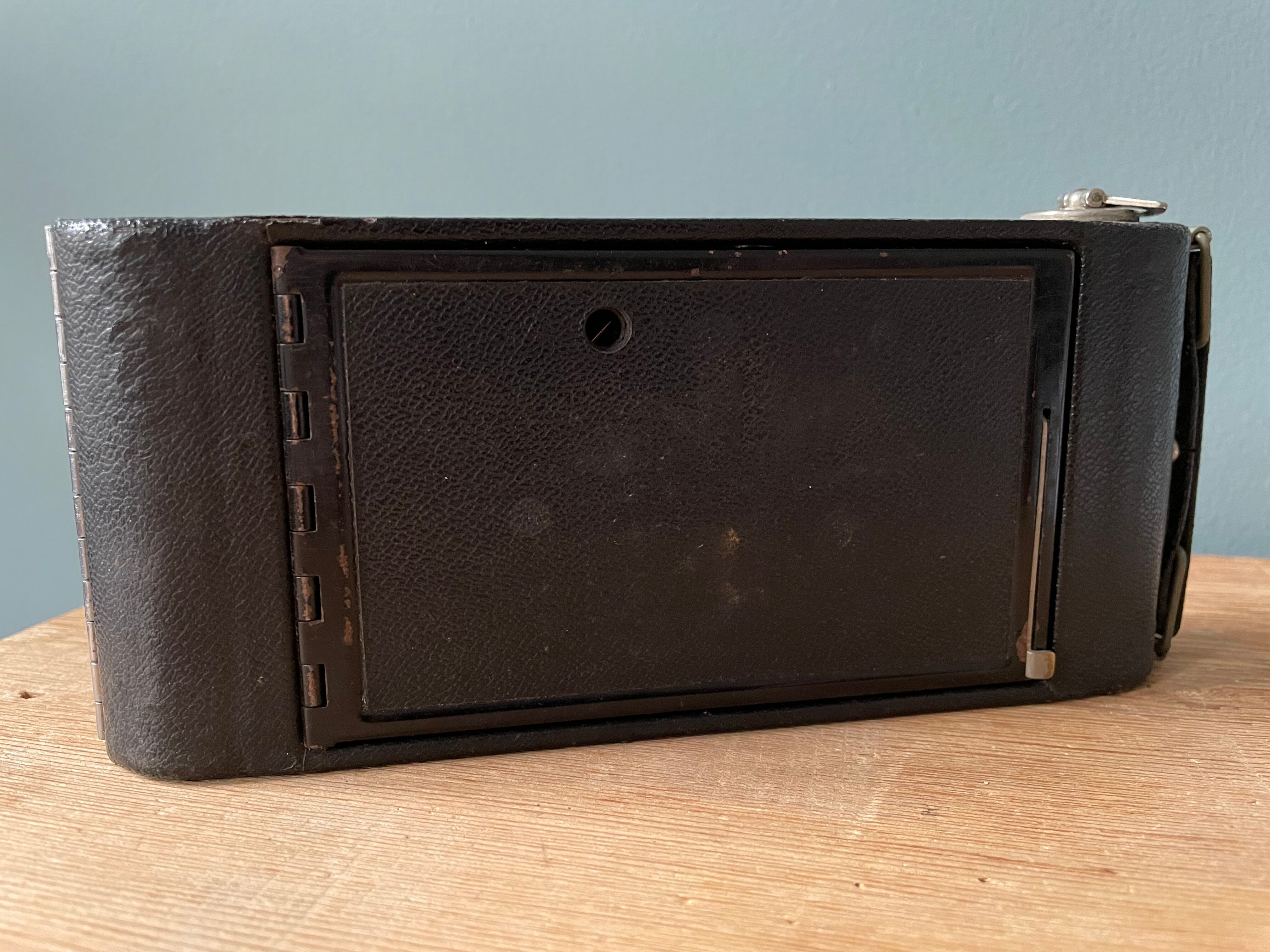 Old Kodak Brownie Six 16 folding bellows camera with leather case