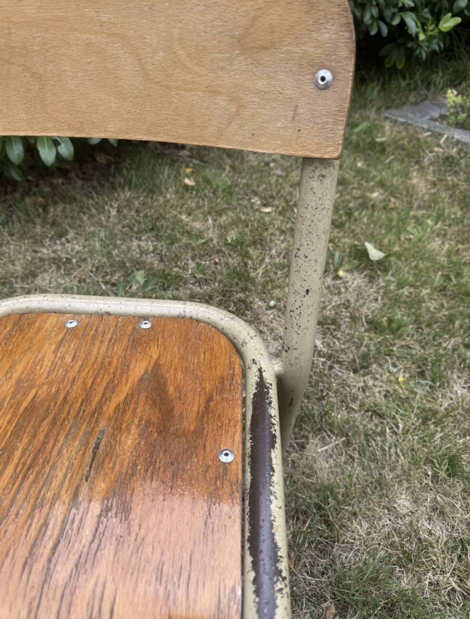 Old small school chair for children, vintage design, height a.