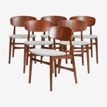 Série de 6 chaises scandinaves en chêne et teck deJens Hjorth. Edition Randers Stolefabrik